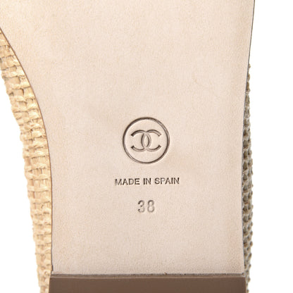 Chanel Lambskin Grosgrain CC Espadrilles 38 Beige Black 10 of 11