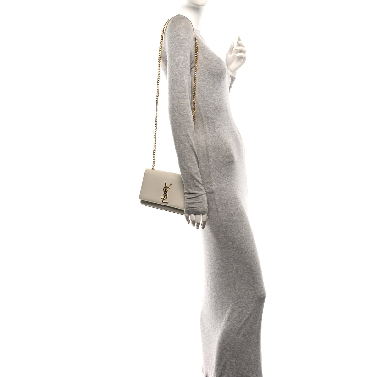 Saint Laurent Grain De Poudre Small Monogram Kate Satchel Crema Soft 2 of 9