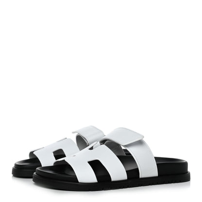Hermes Calfskin Womens Chypre Sandals 37.5 White 3 of 13