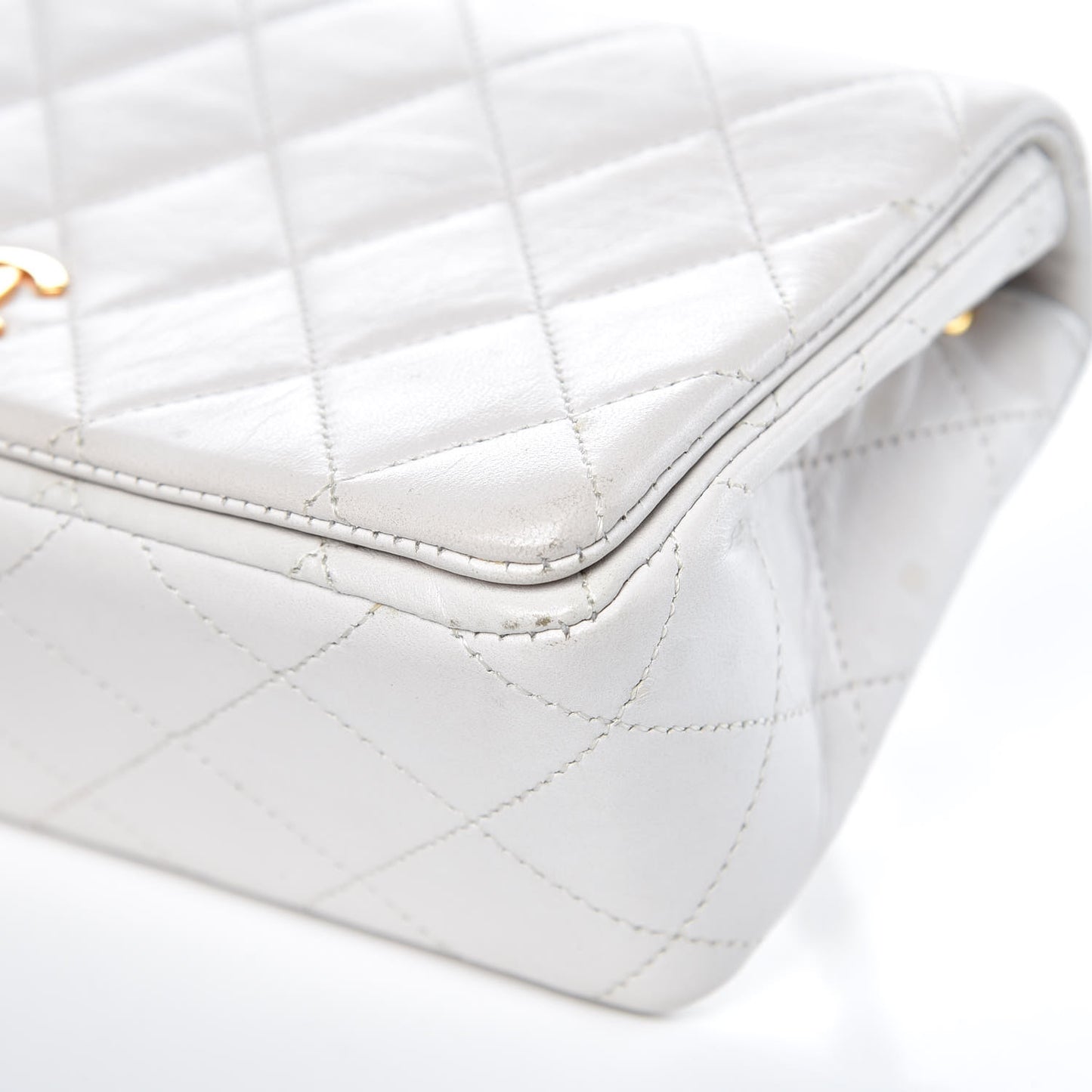 Lambskin Quilted Mini Flap White