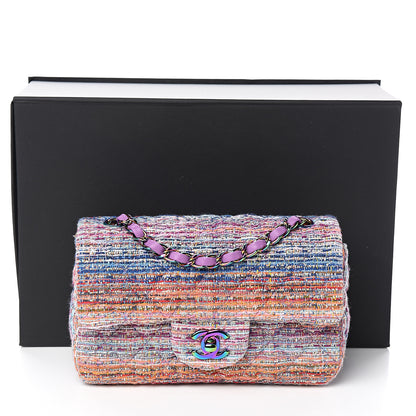 Chanel Tweed Quilted Mini Rectangular Flap Blue Pink Orange 10 of 10