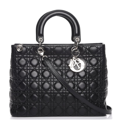 Christian Dior Lambskin Cannage Large Lady Dior Black 1 of 9