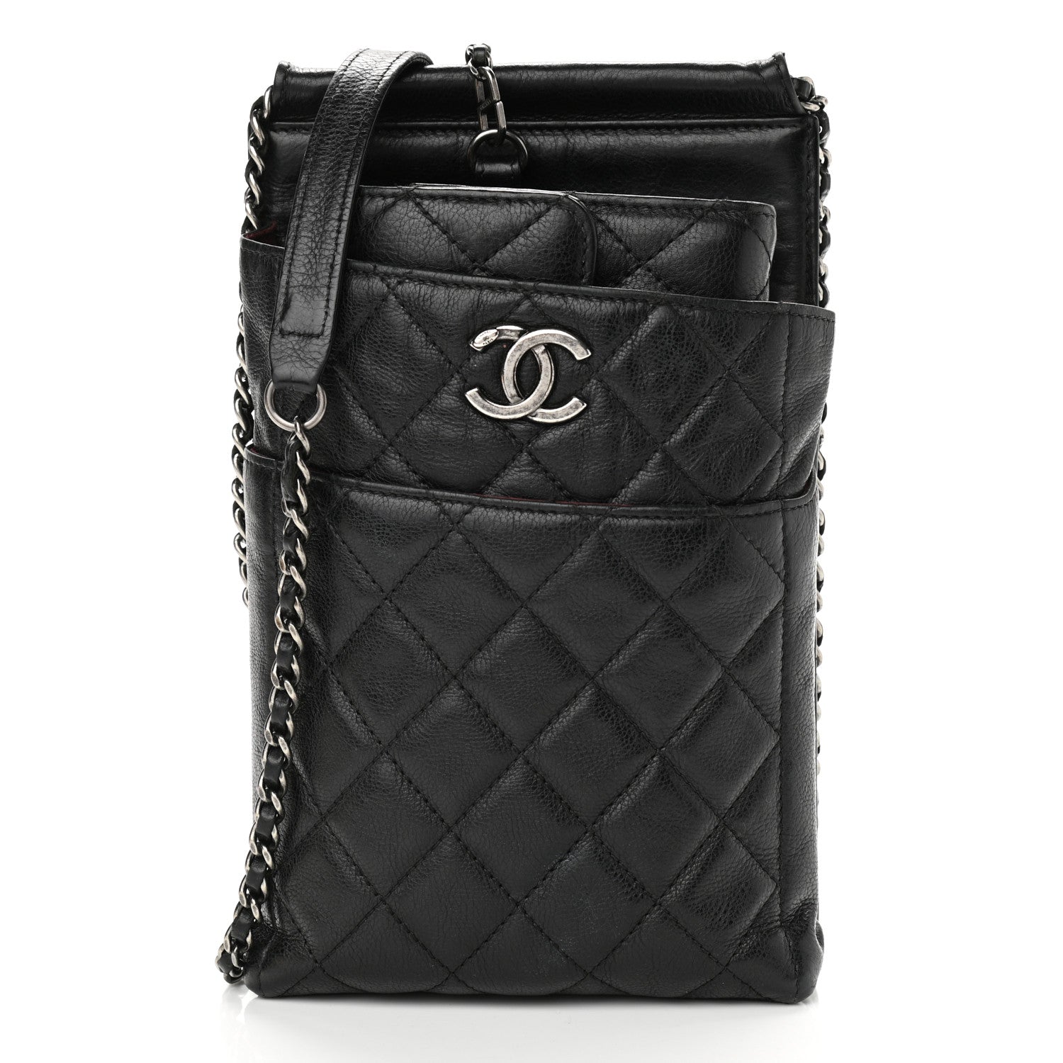 Chanel Calfskin Quilted CC Waiter Clutch Clutch With Chain Black 3 of 12