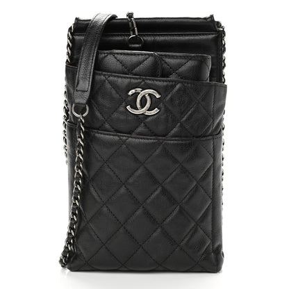 Chanel Calfskin Quilted CC Waiter Clutch Clutch With Chain Black 3 of 12