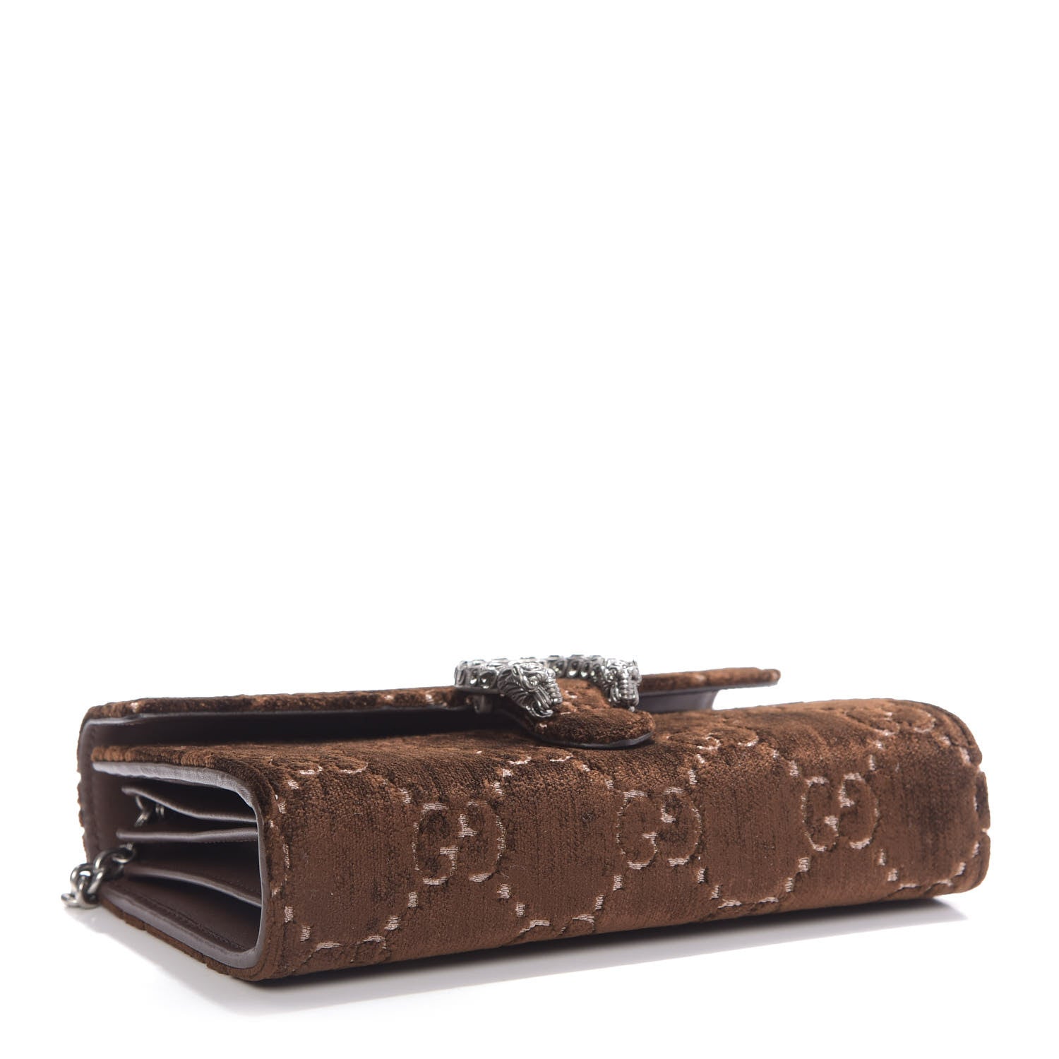 Gucci Velvet GG Monogram Mini Dionysus Chain Wallet Brown 4 of 10