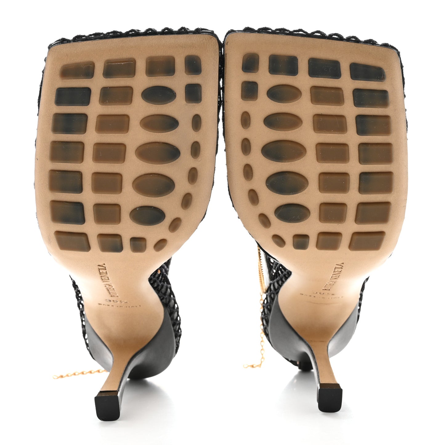 Mesh Calfskin Stretch Chain Strap 90mm Pumps 36.5 Black