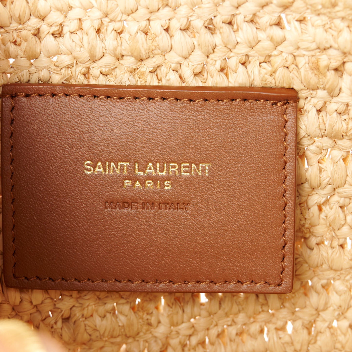 Raffia Calfskin Gaby Crossbody Bag Natural Brick