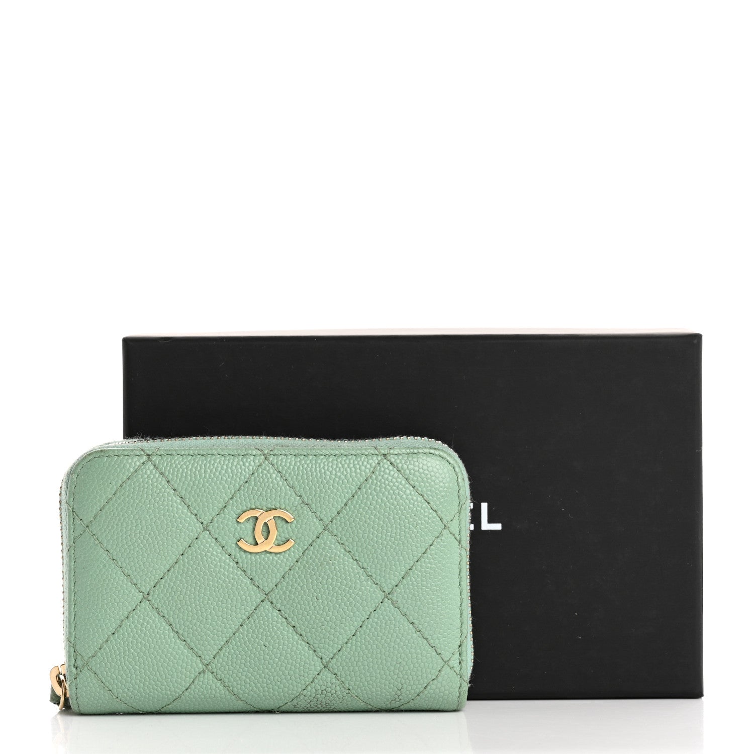 Chanel Caviar Quilted Zip Coin Purse Light Green 16 of 16
