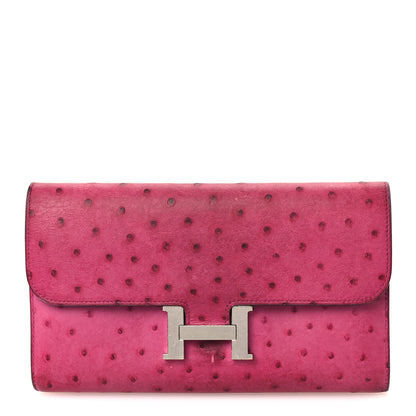 Hermes Ostrich Constance Long Wallet Rose Poupre 1 of 12