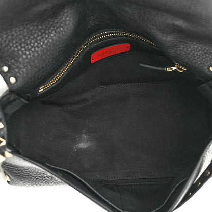 Valentino Garavani Pebbled Calfskin Medium Rockstud Top Handle Shoulder Bag Black 5 of 13