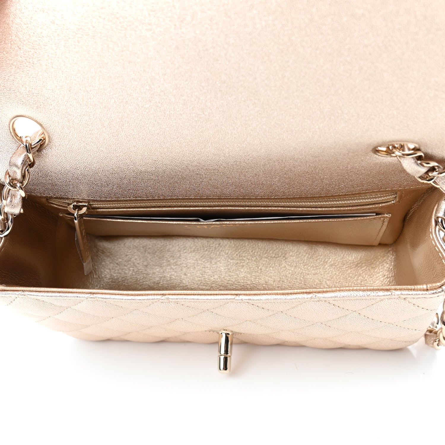 Chanel Metallic Lambskin Quilted Mini Rectangular Flap Gold 4 of 4