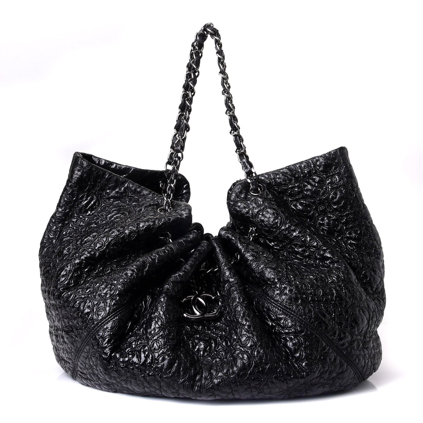 Vinyl Graphic Edge Drawstring Tote Black