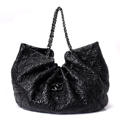 Chanel Vinyl Graphic Edge Drawstring Tote Black 1 of 7