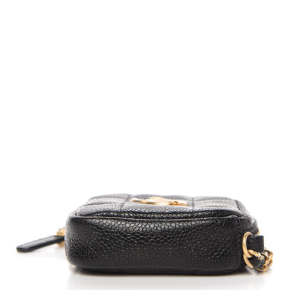 Chanel Caviar Quilted Diamond Coin Purse With Chain Black 6 of 8