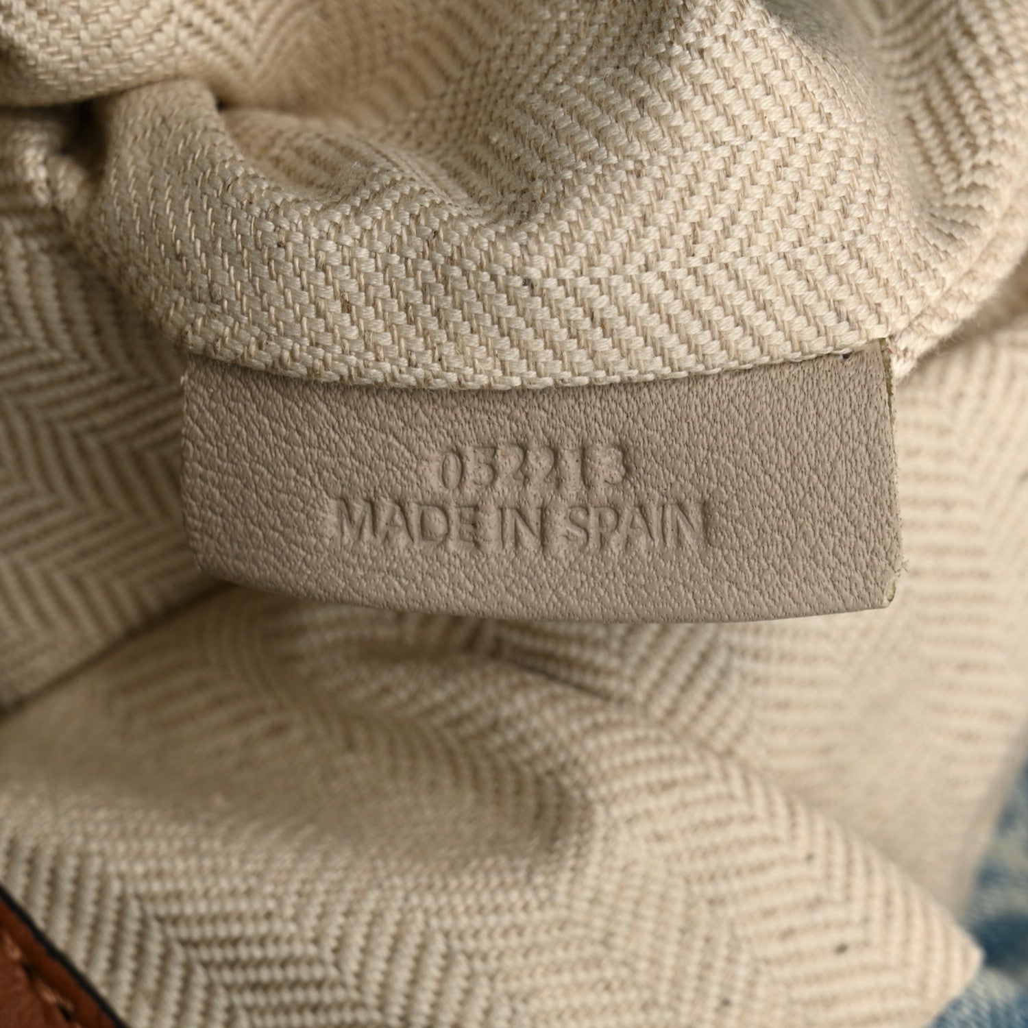 Loewe Denim Calfskin Mermaid Print Paula's Ibiza Flamenco Knot Bag Blue Tan 7 of 10