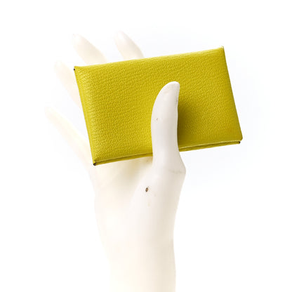Hermes Chevre Mysore Calvi Card Case Lime 2 of 11