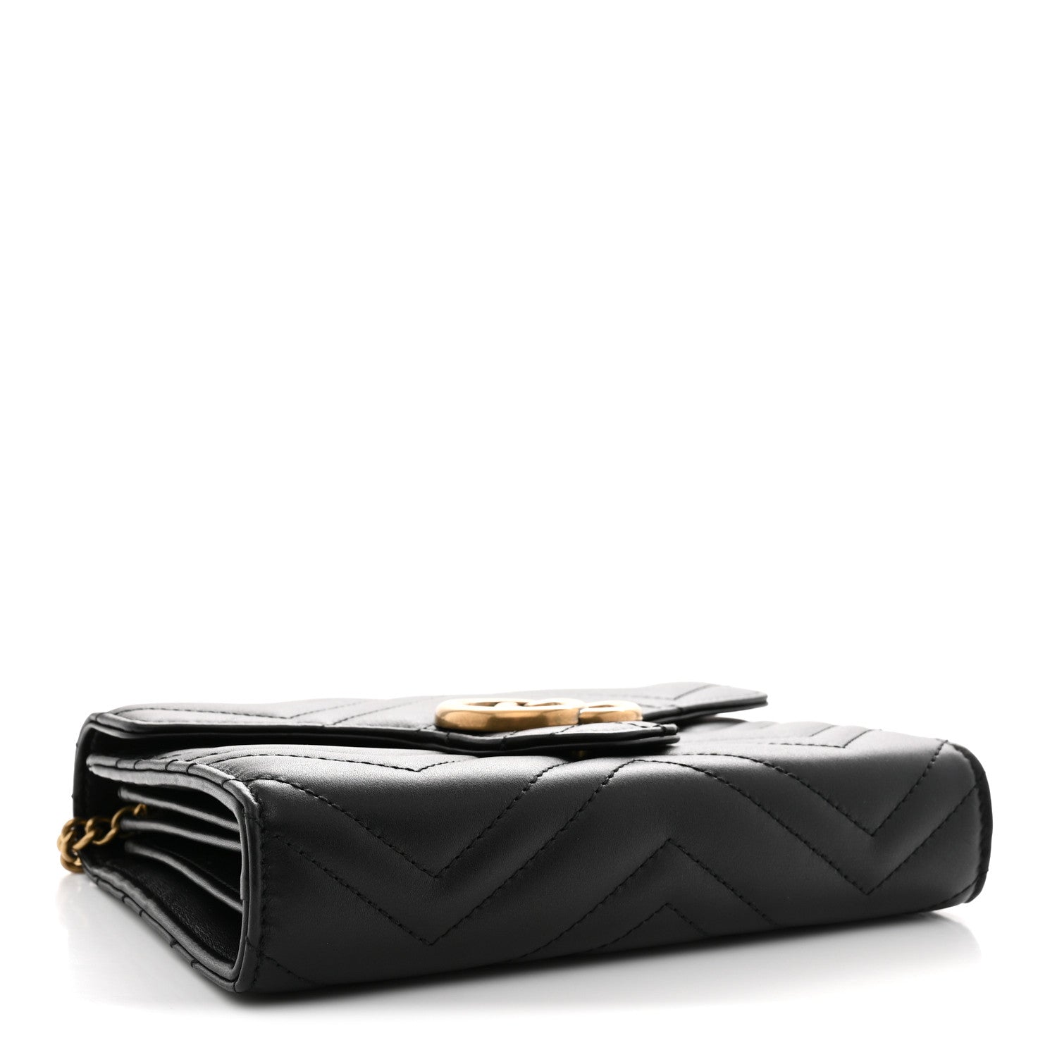 Gucci Calfskin Matelasse GG Marmont Chain Wallet Black 4 of 11