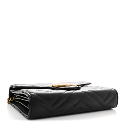 Gucci Calfskin Matelasse GG Marmont Chain Wallet Black 4 of 11