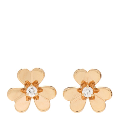 Van Cleef & Arpels 18K Yellow Gold Diamond Mini Frivole Earrings 1 of 4