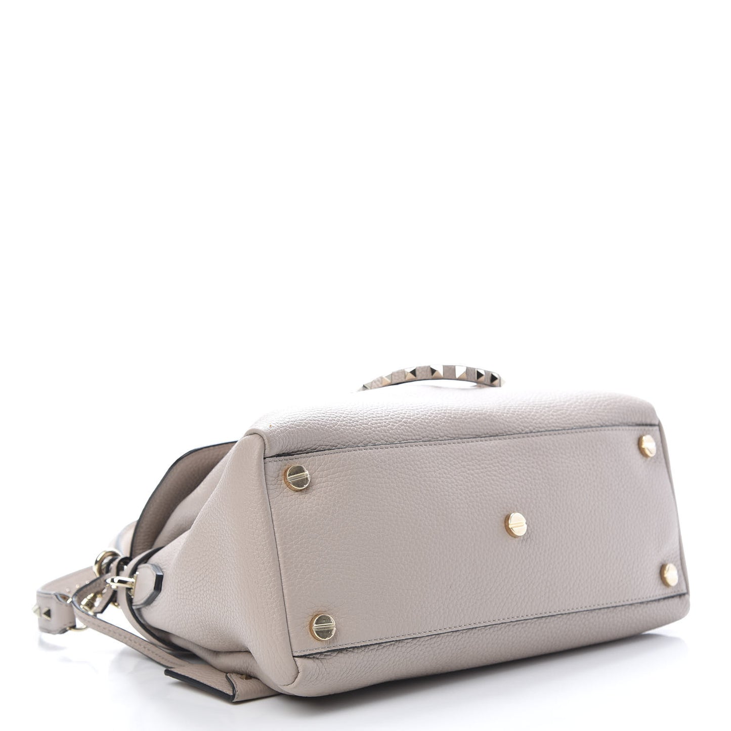 Pebbled Calfskin Rockstud Twiny Top Handle Bag Poudre