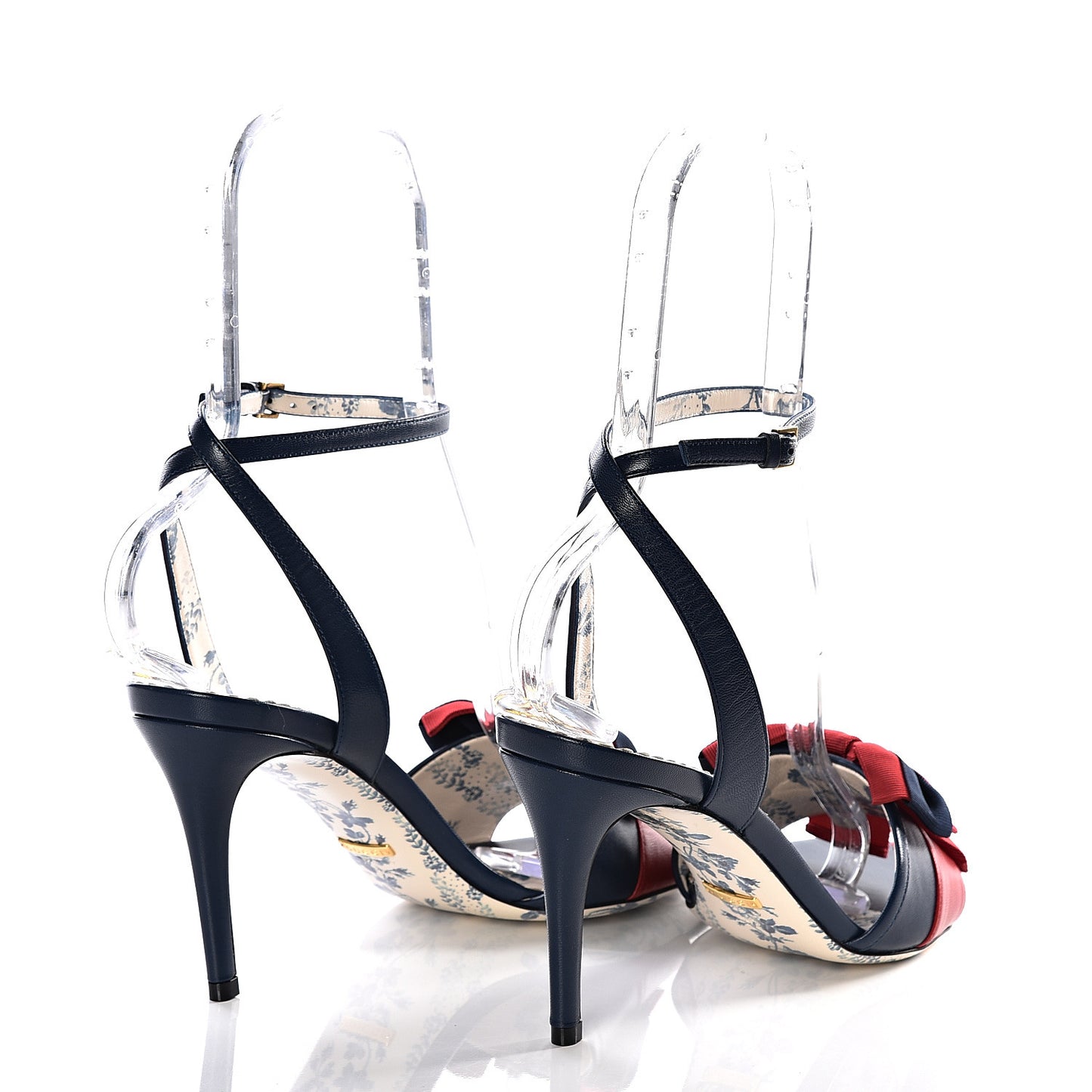 Calfskin Heel Sandal Web Bow 38 Navy