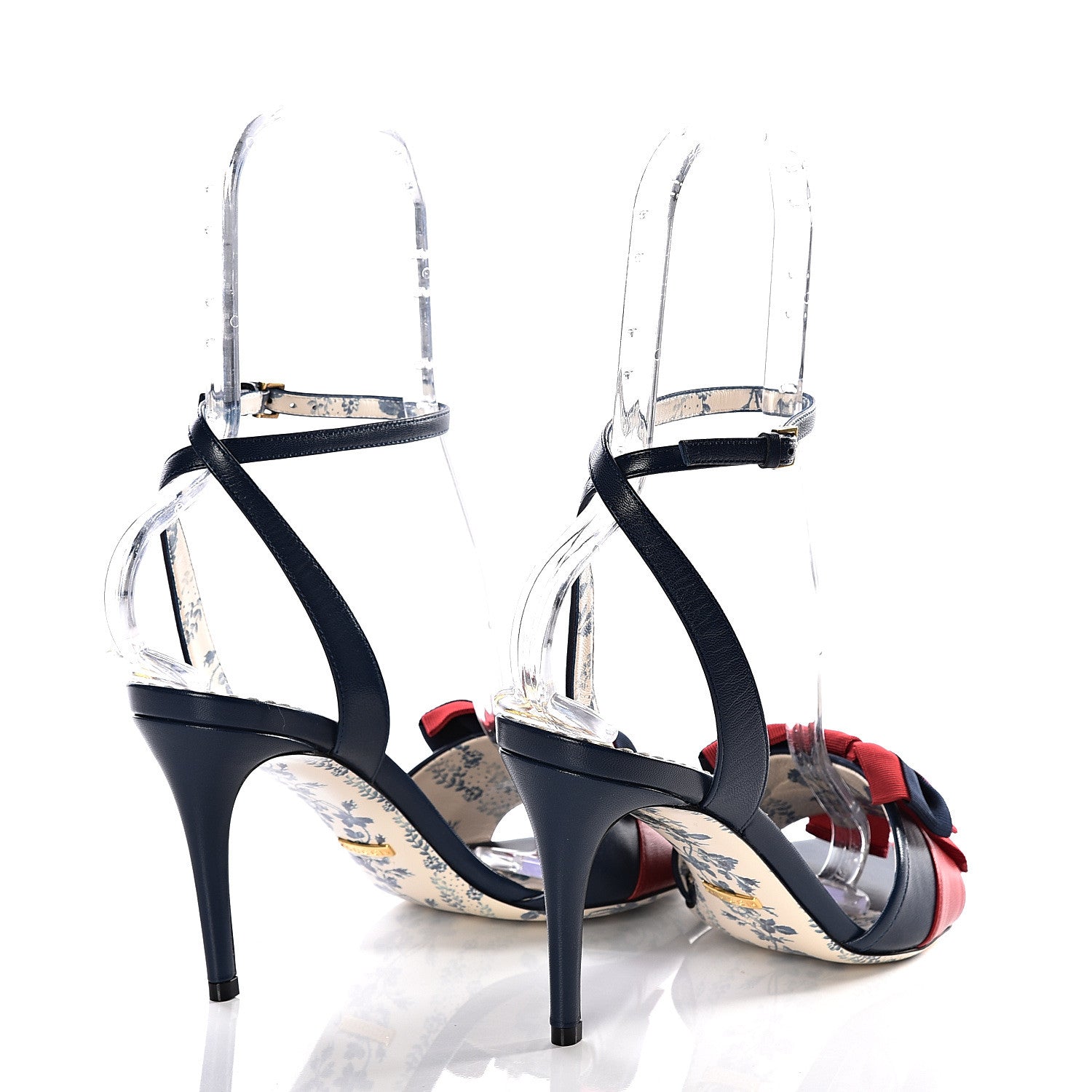 Gucci Calfskin Heel Sandal Web Bow 38 Navy 4 of 14