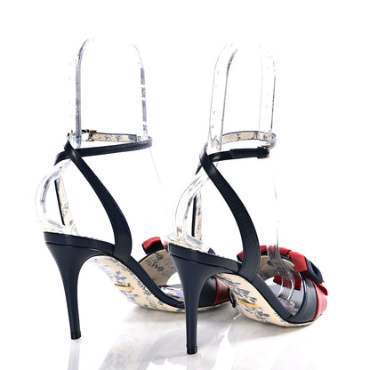 Gucci Calfskin Heel Sandal Web Bow 38 Navy 4 of 14