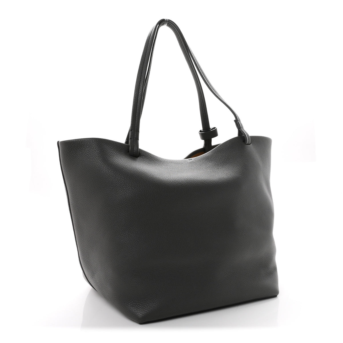 Grained Calfskin Park Tote Three Charcoal