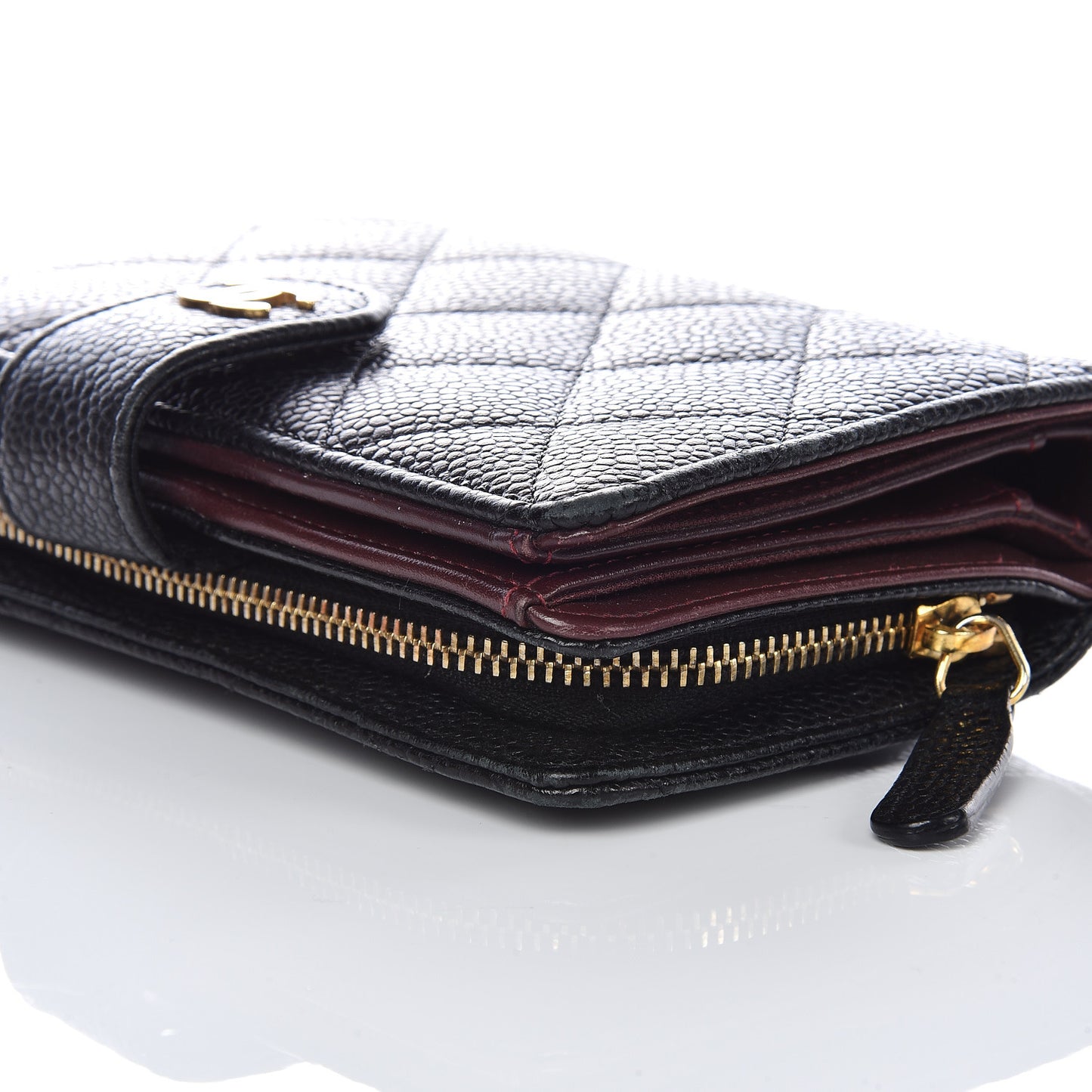 Caviar Quilted Zipped Pocket Wallet Black