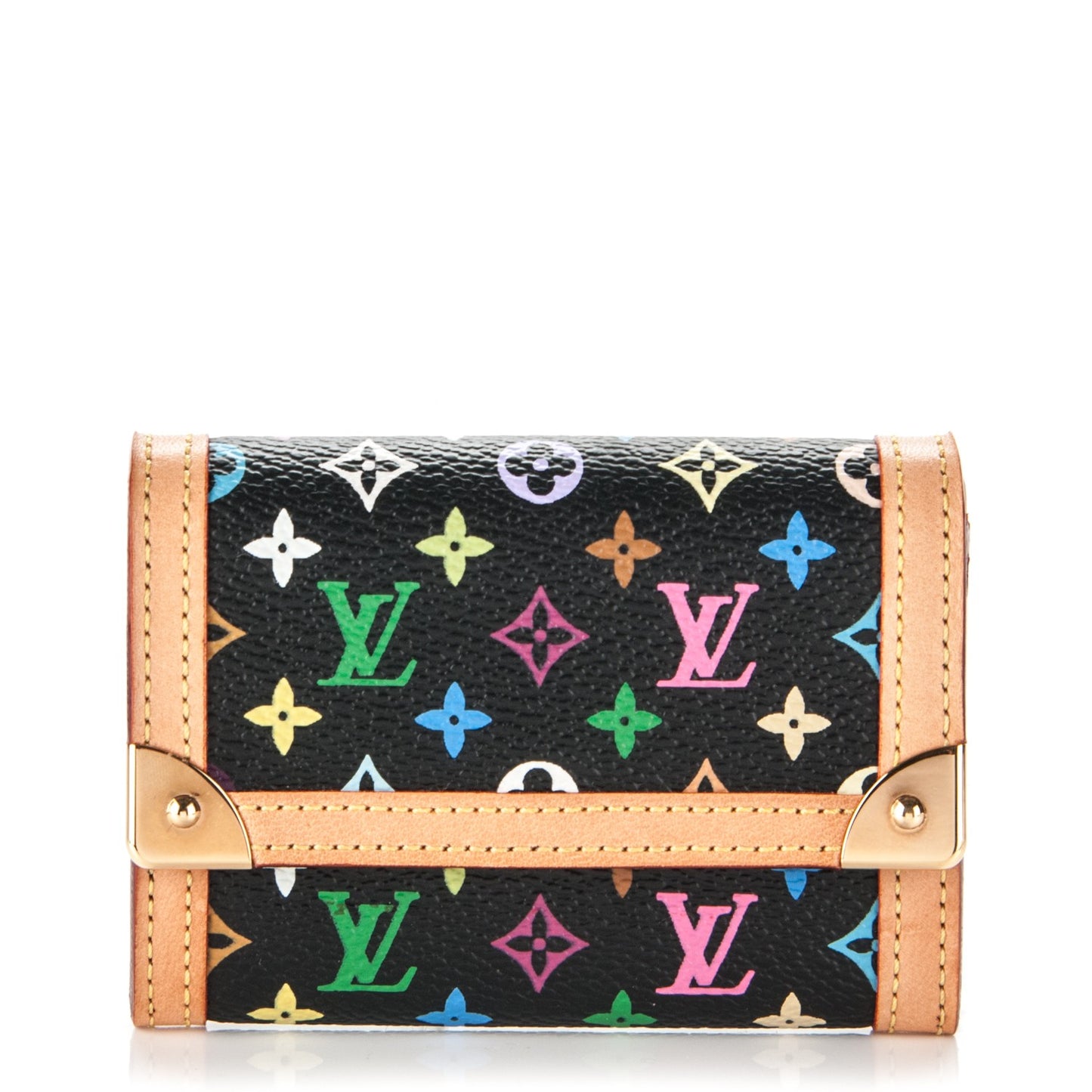 Monogram Multicolor Porte-Monnaie Plat Coin Purse Black