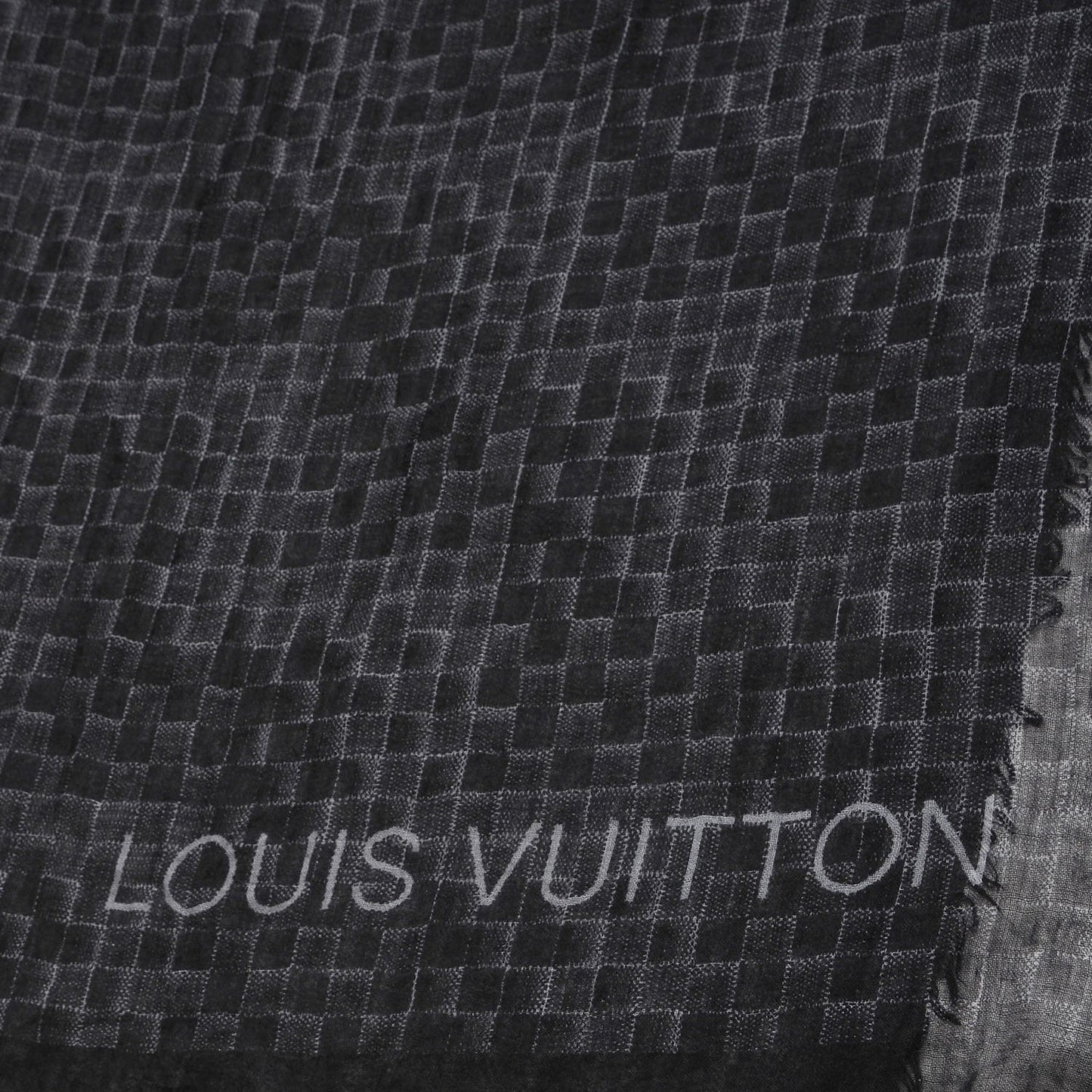 Cashmere Silk Etole Damier Stole Noir