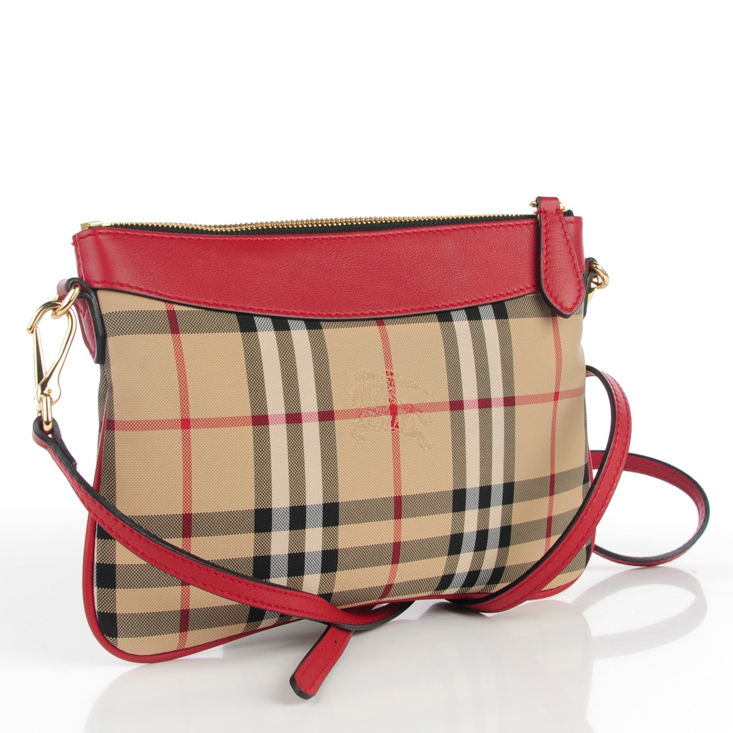 Burberry Horseferry Check Peyton Crossbody Clutch Bag Red 4 of 10