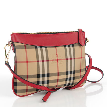 Burberry Horseferry Check Peyton Crossbody Clutch Bag Red 4 of 10