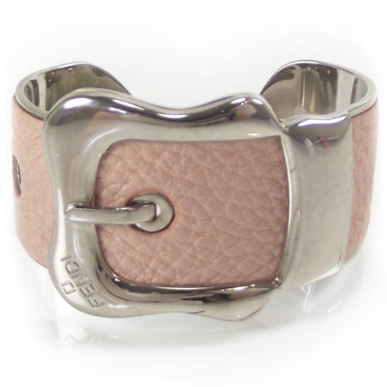 Leather Silver B Buckle Bracelet Wrap Cuff