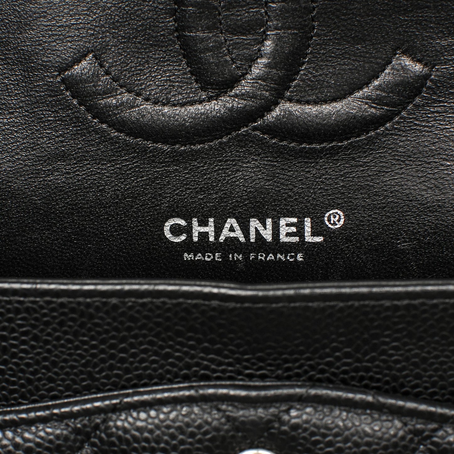 Caviar Quilted Medium Double Flap Black