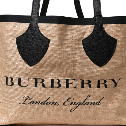 Burberry Raffia Logo Print Medium The Giant Reversible Tote Black 8 of 11