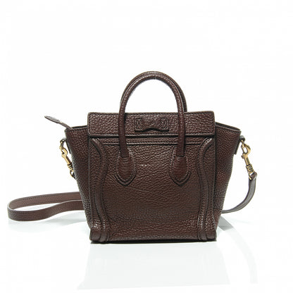 Celine Drummed Leather Nano Luggage Chocolate 7 of 8