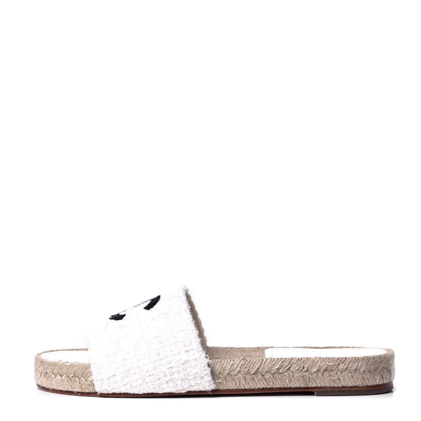 Tweed Grosgrain CC Mule Slide 38 White Black