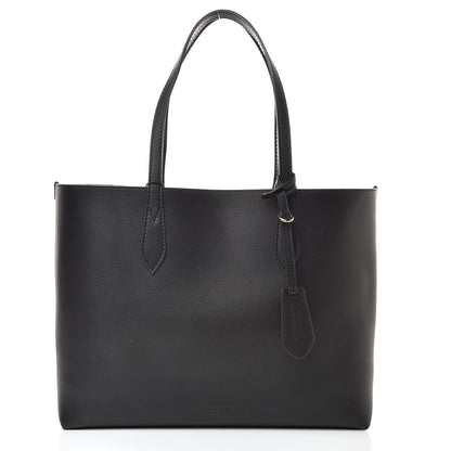 Burberry Grainy Calfskin Haymarket Check Medium Reversible Tote Black 3 of 12