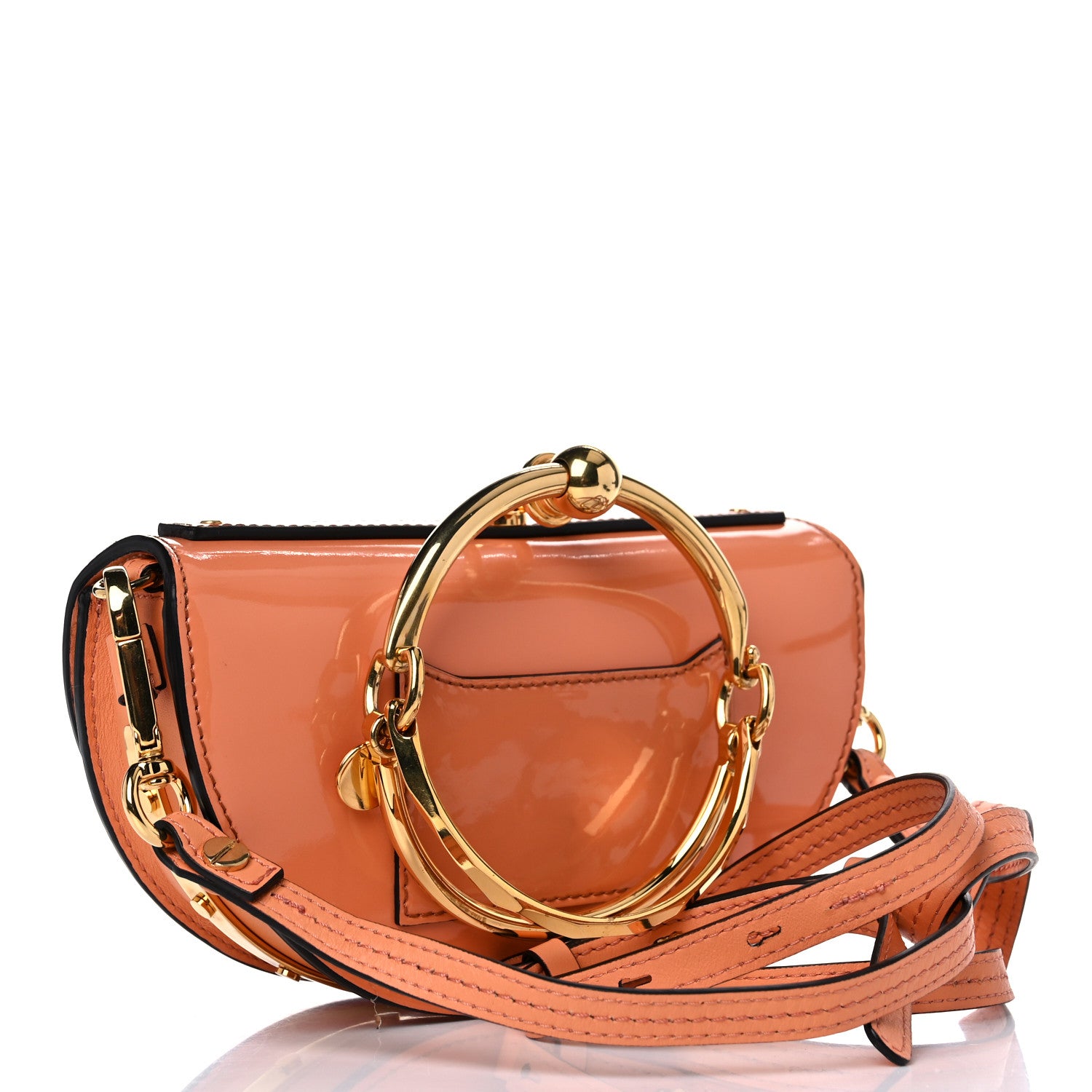 Chloe Spazzolato Sfumato Lambskin Calfskin Small Nile Bracelet Minaudiere Bag Ideal Blush 3 of 14