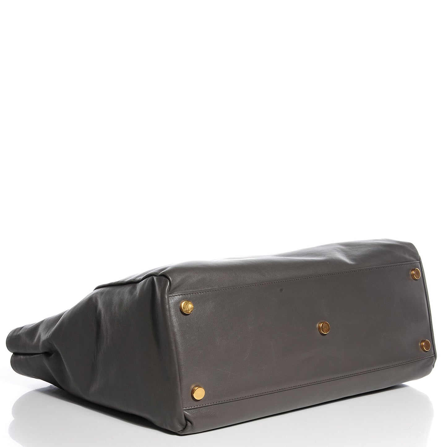 Leather Reversible East West Shopping Tote Dark Grey