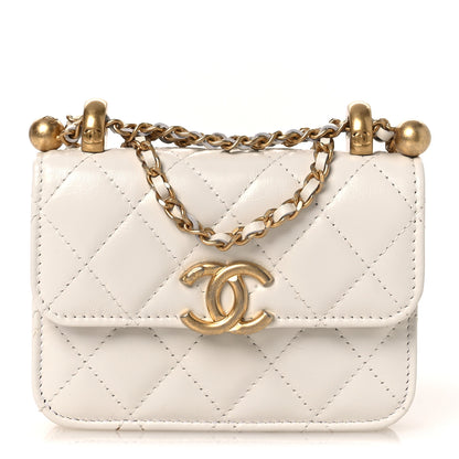 Chanel Calfskin Quilted Perfect Fit Coin Purse With Chain White 1 of 13