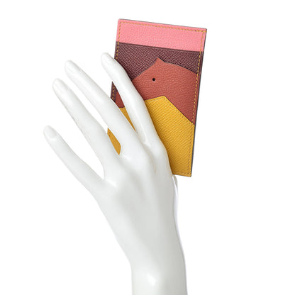 Hermes Epsom Evercolor Les Petits Chevaux Card Holder Ambre Brique Rouge H Rose Ete 2 of 8