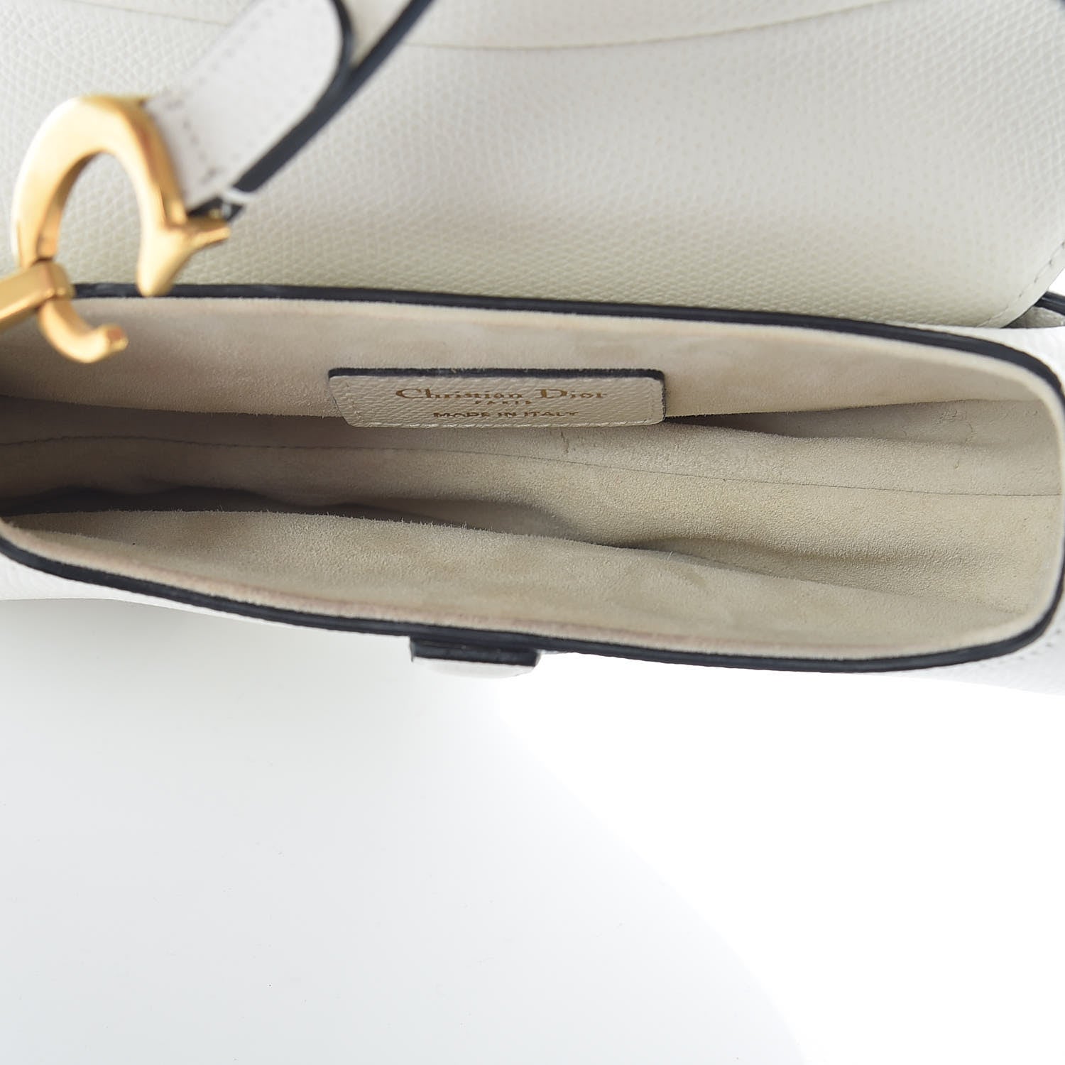 Christian Dior Grained Calfskin Mini Saddle Bag White 5 of 10