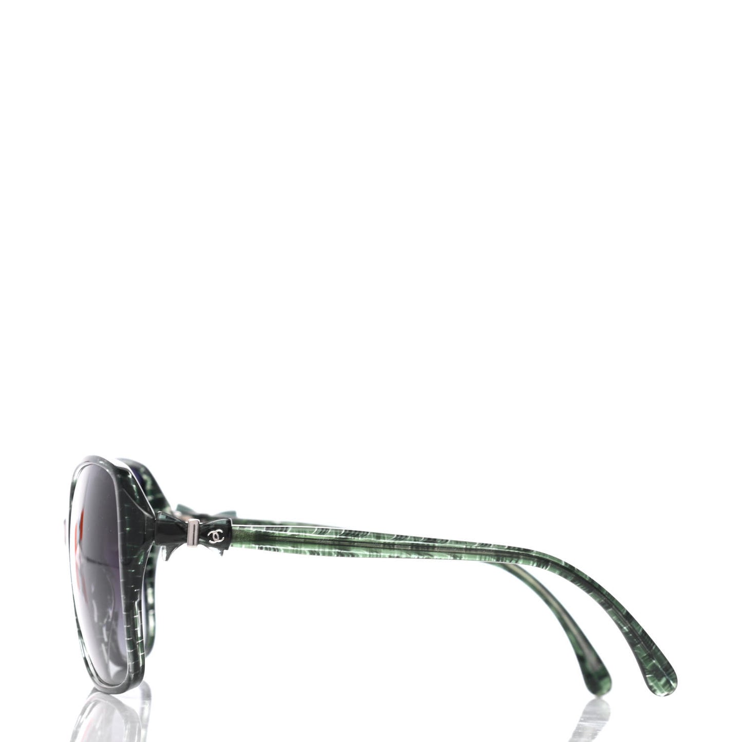 Acetate CC Tweed Effect Bow Sunglasses 5205 Green