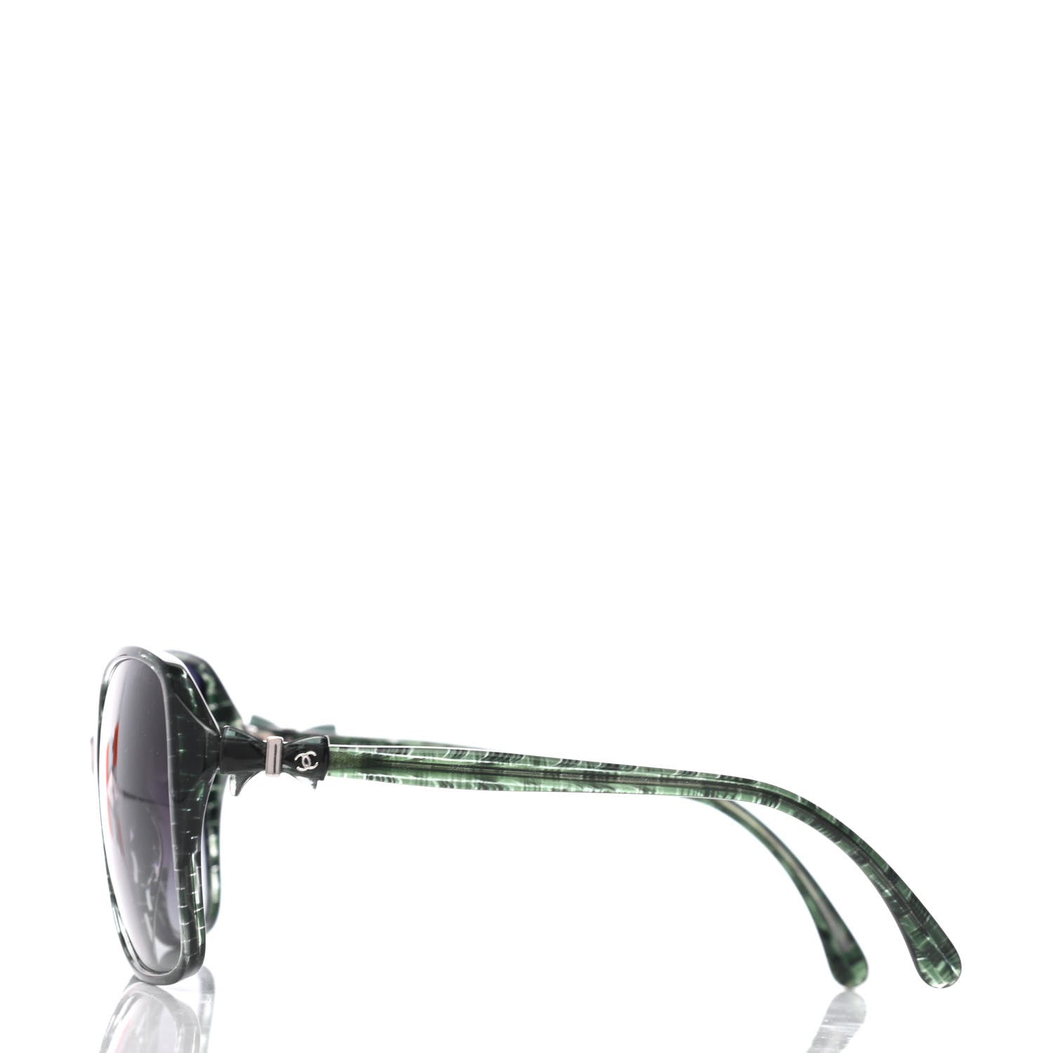 Chanel Acetate CC Tweed Effect Bow Sunglasses 5205 Green 3 of 8