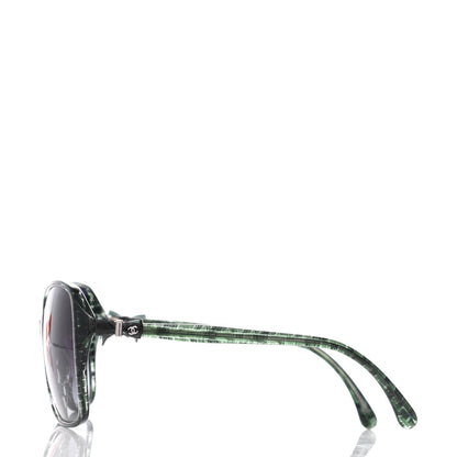 Chanel Acetate CC Tweed Effect Bow Sunglasses 5205 Green 3 of 8