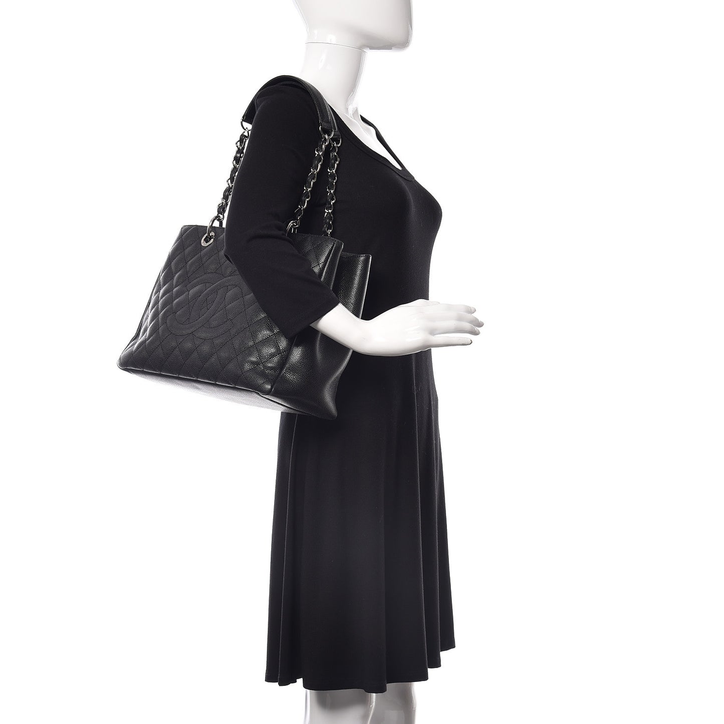 Caviar Quilted Grand Shopping Tote GST Black