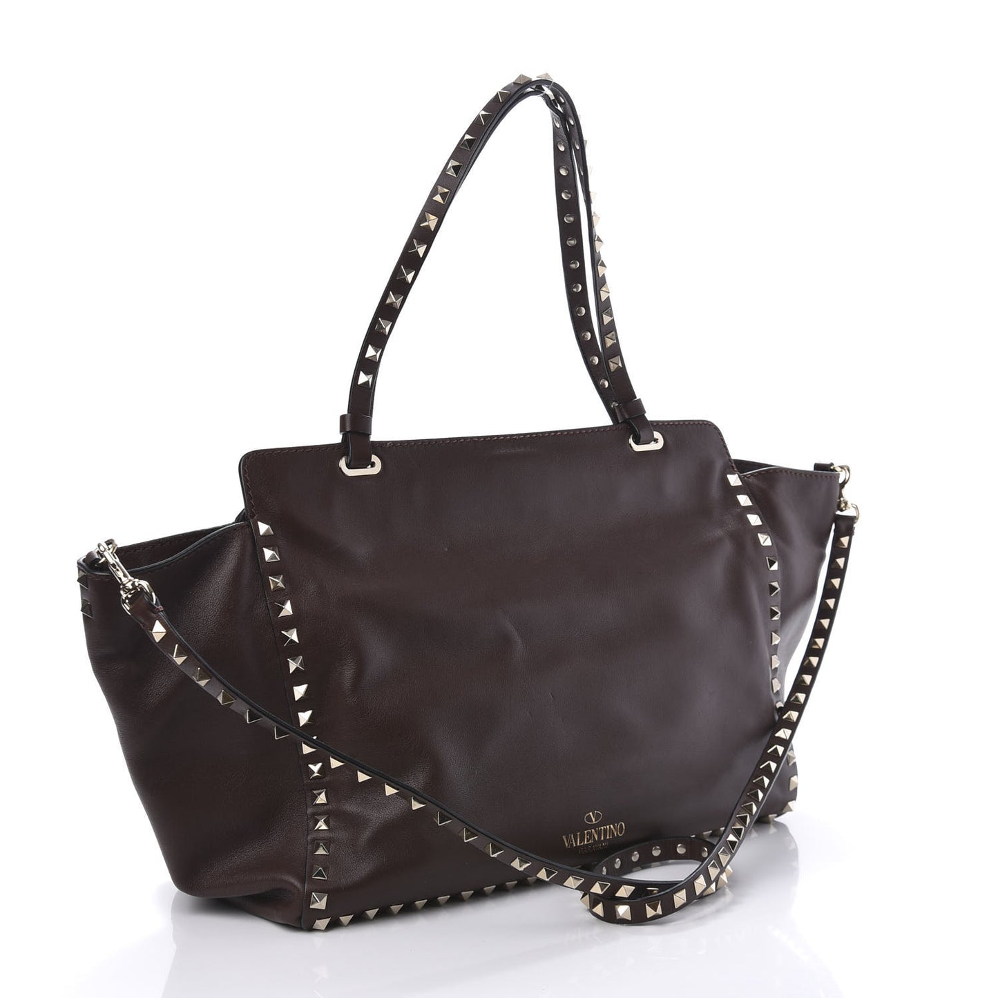Vitello Medium Rockstud Tote Cacao