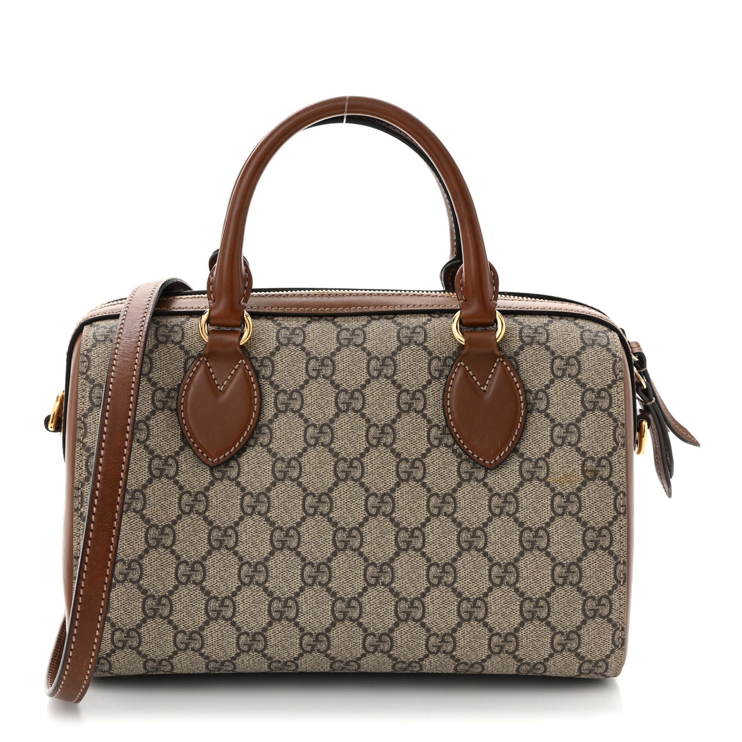 GG Supreme Monogram Cuoio Toscano Small Boston Beige Ebony Cuir